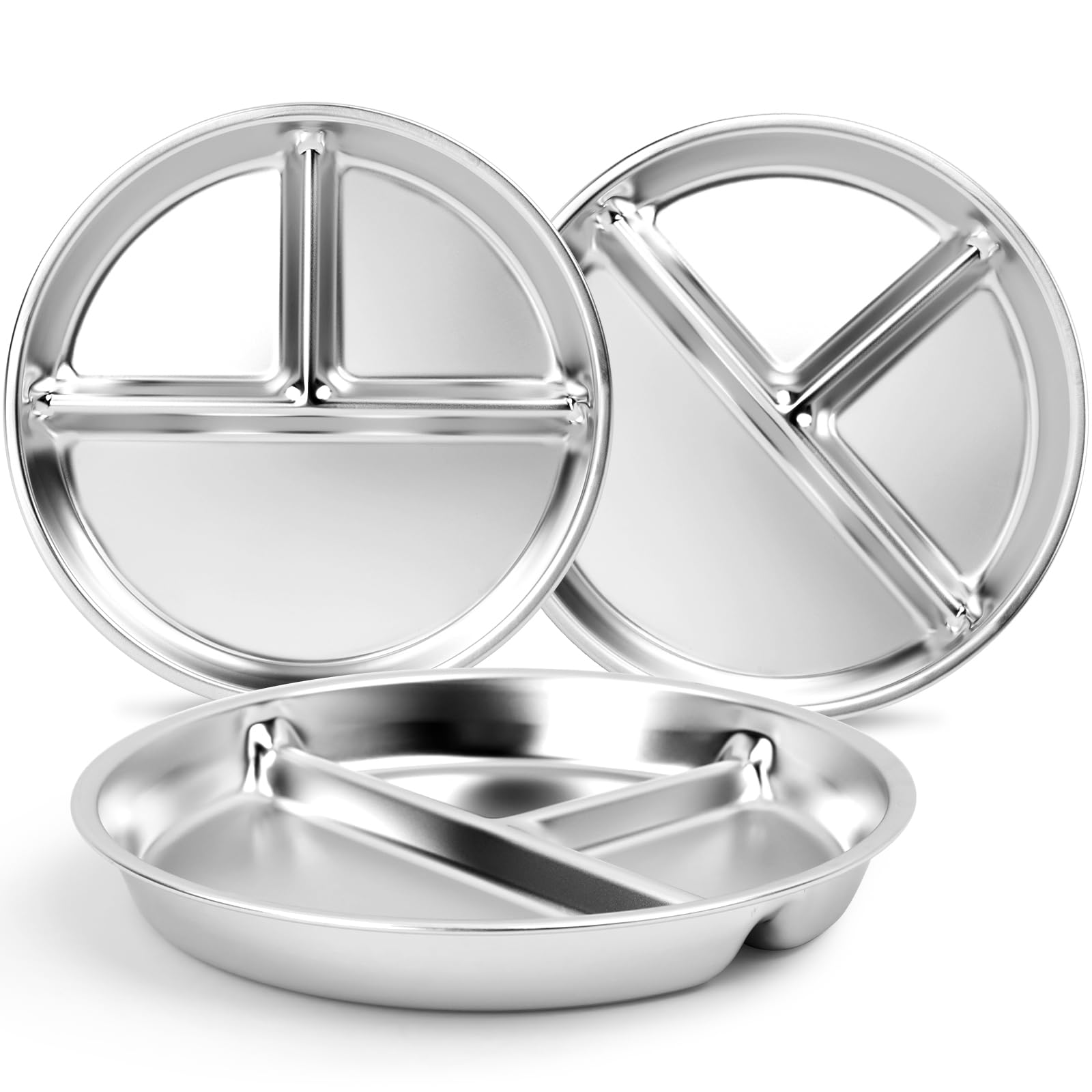 Bakpoco stainless steel kids plates with deepened 9-inch design for growing appetites and balanced meals.