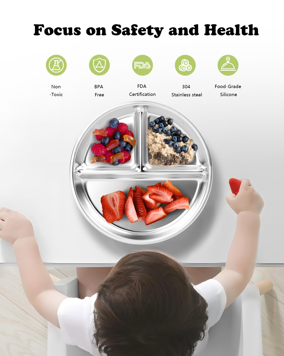 Bakpoco smooth stainless surface resists stains for easier cleaning.