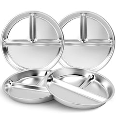 Bakpoco stainless steel kids plates with deepened 9-inch surface for balanced meals