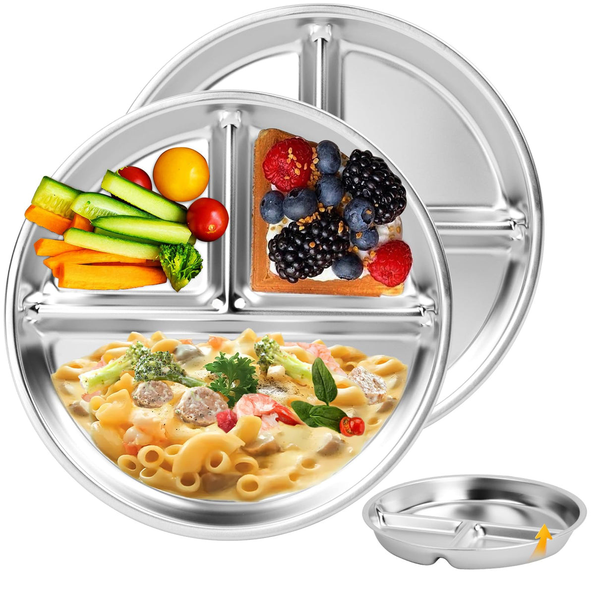 Bakpoco stainless steel kids plates with dividers for balanced meals
