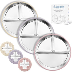 Bakpoco stainless-steel suction plate close-up highlights durable surface for easy cleaning.