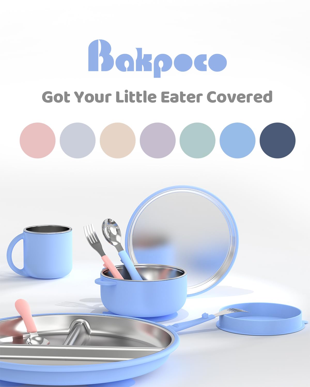 Bakpoco suction base with four non-slip cups keeps plate in place.
