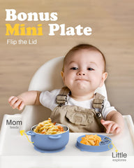 Bakpoco suction-base release closeup demonstrates secure grip and easy air release helps keep bowls in place during meals.