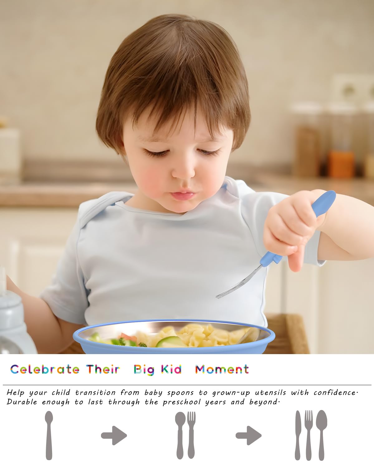 Bakpoco dishwasher-safe toddler silverware cleans quickly with a smooth surface.