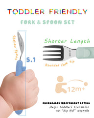 Bakpoco rounded forks aid little hands learning self-feeding safely.