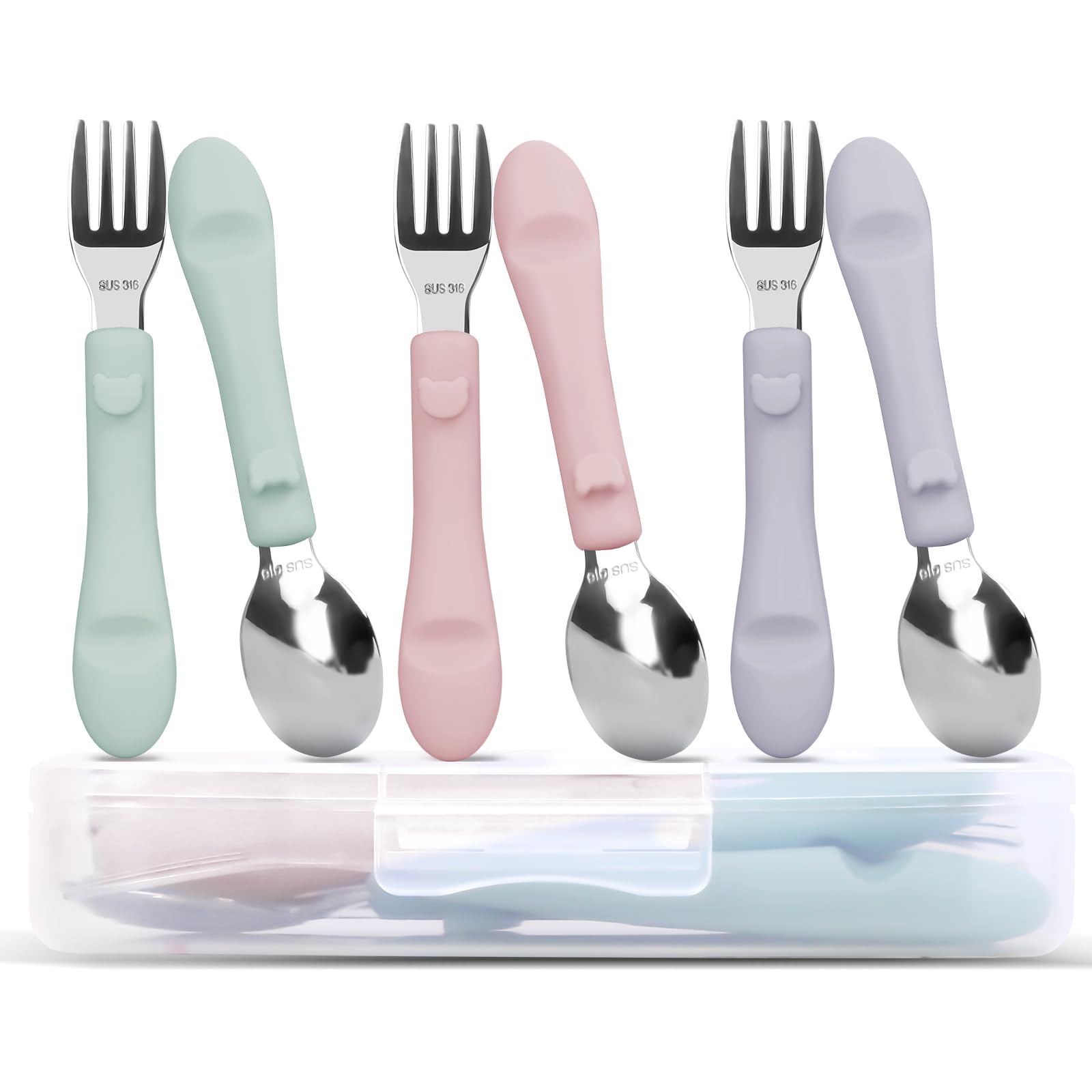 Bakpoco toddler utensils with silicone handles offer a secure grip for tiny hands.