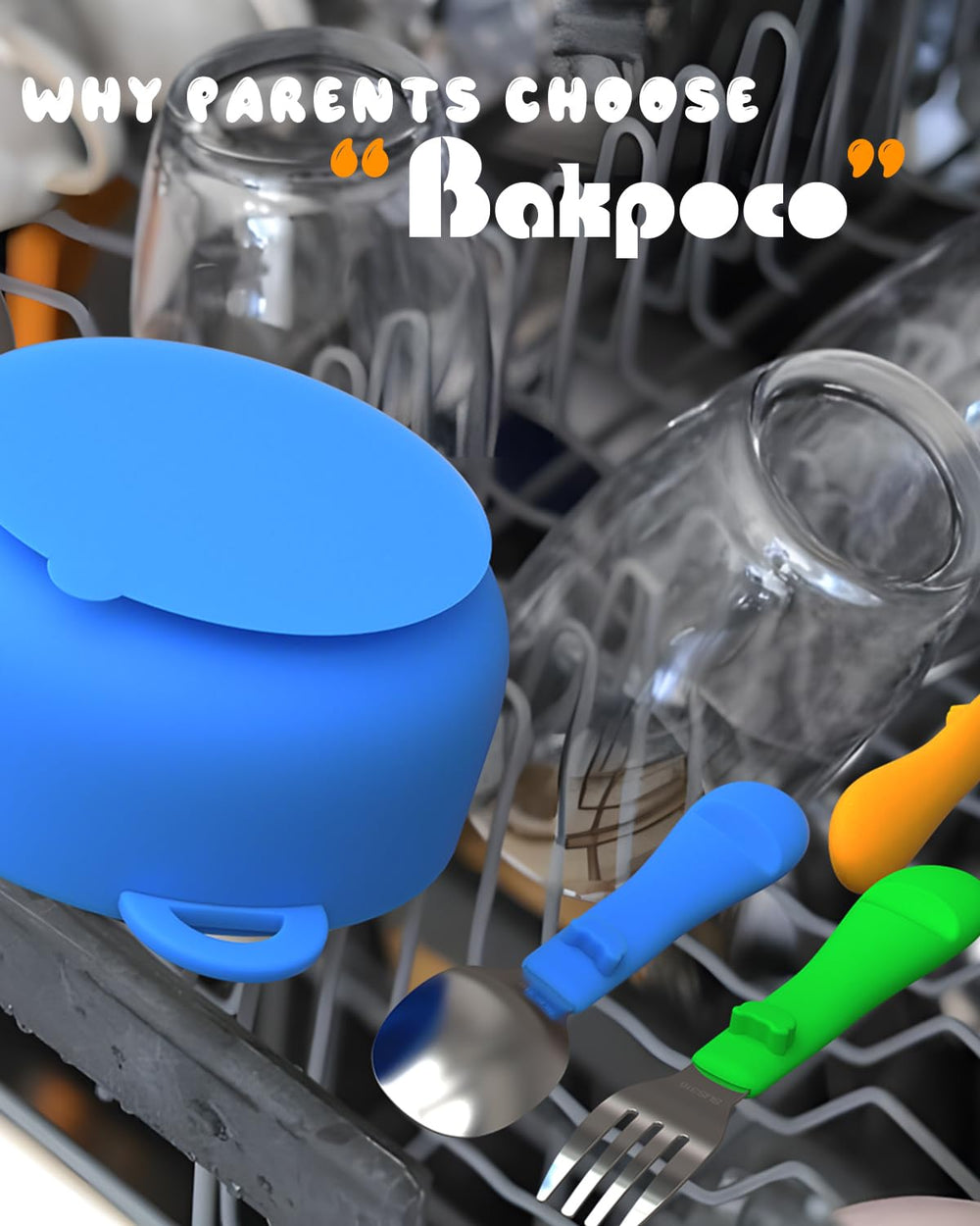 Bakpoco utensils with silicone handles provide secure grip for tiny hands