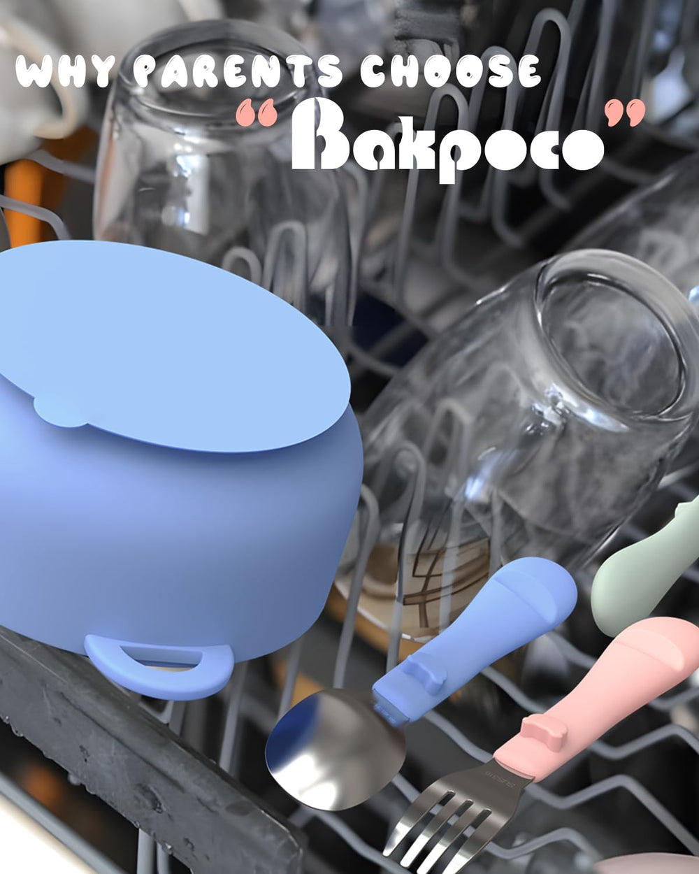 Bakpoco utensils in Sage, Blue, and Blush offer colorful mealtime options.