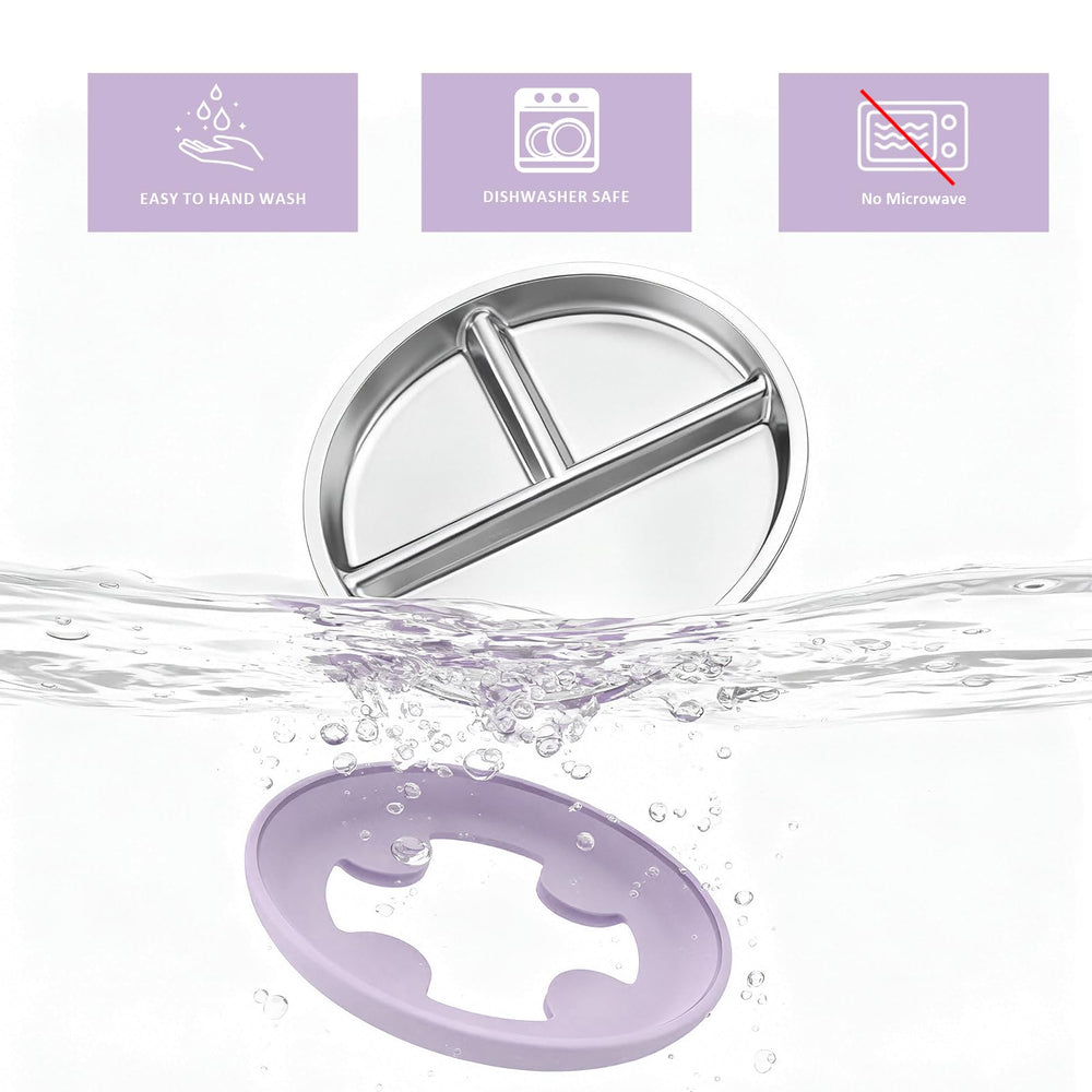 Bakpoco unbreakable stainless steel plate resists drops and bangs.