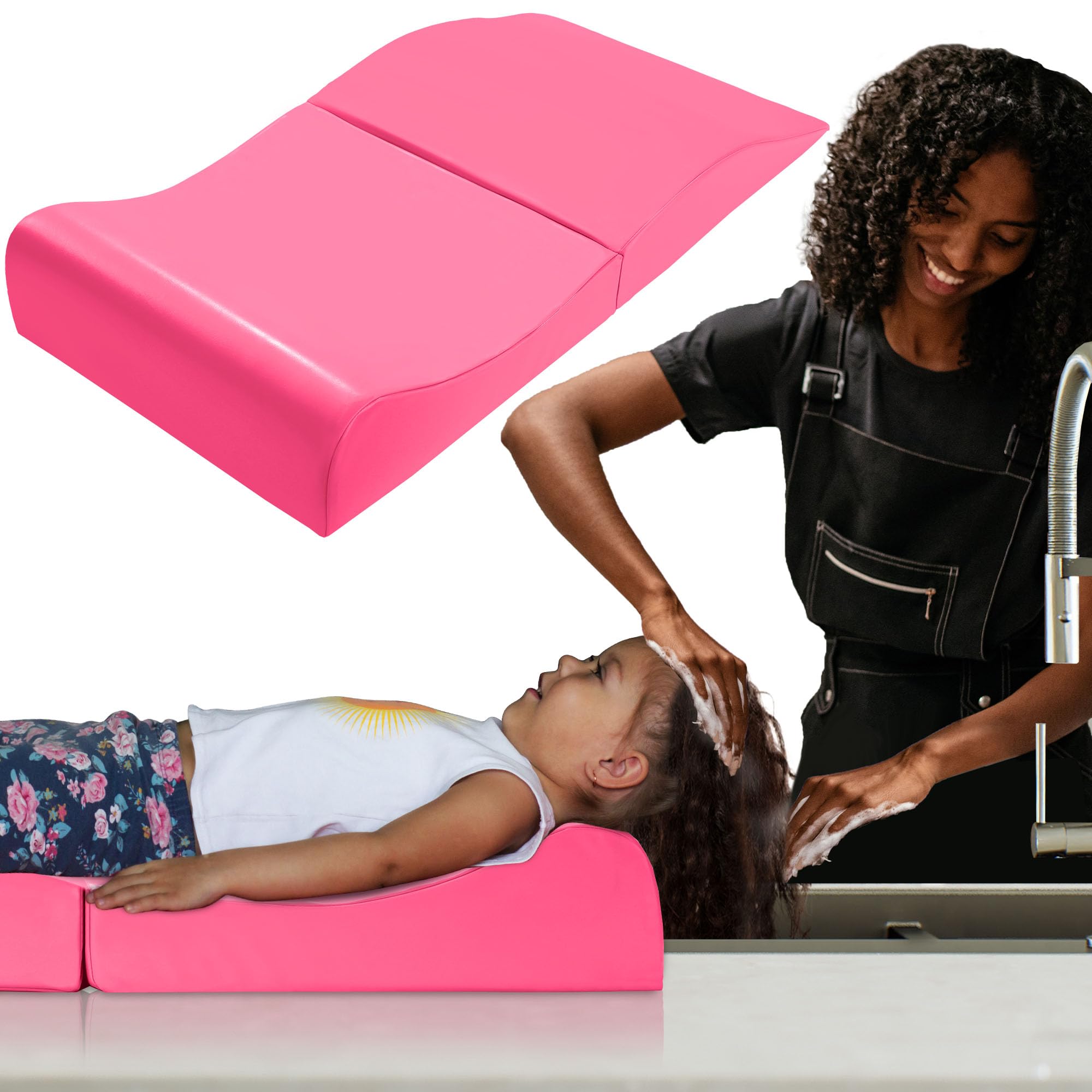 BALAPET hair washing station on kitchen sink offers a comfortable, kid-friendly shampoo basin.
