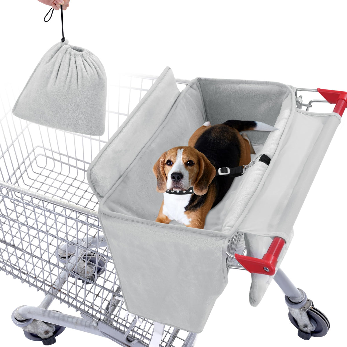 BALAPET Soft Velvet cart cover, front view in gray reduces pet-cart surface contact and keeps the space clean