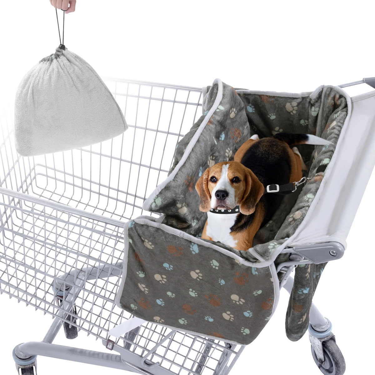 BALAPET Soft Velvet cart cover on a shopping cart providing a comfy space for dogs