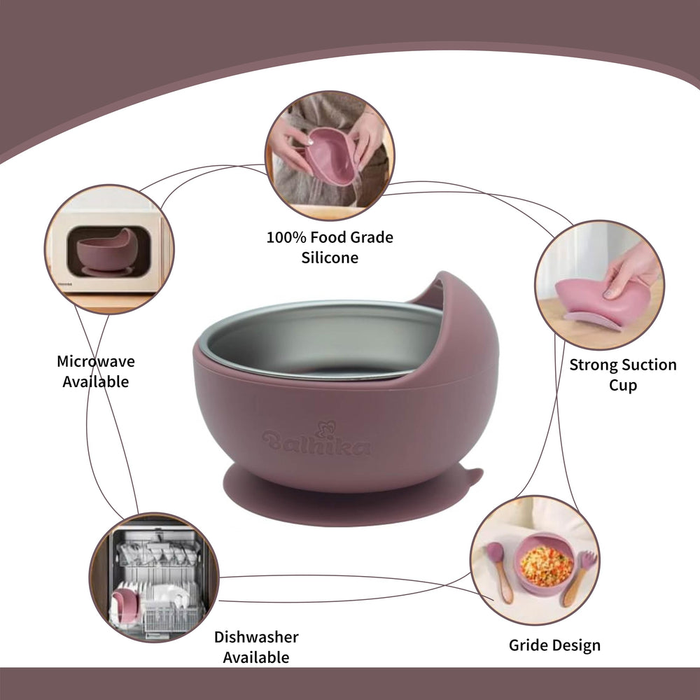 Balhika microwave-safe dishwasher-safe feeding set simplifies busy mealtimes