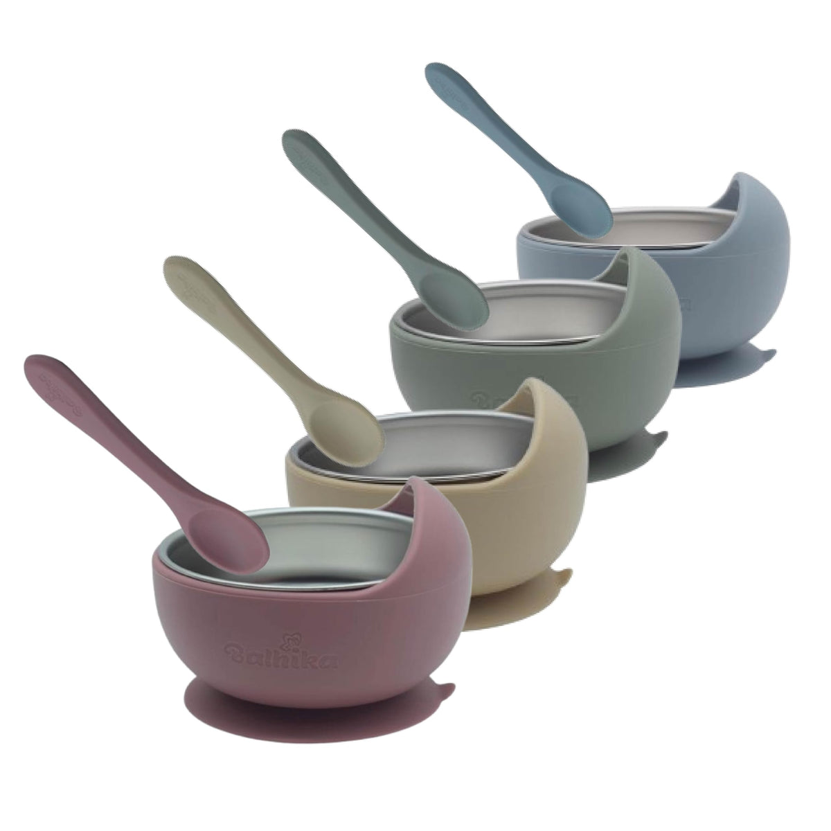 Balhika silicone baby bowl collection with secure suction for less spills