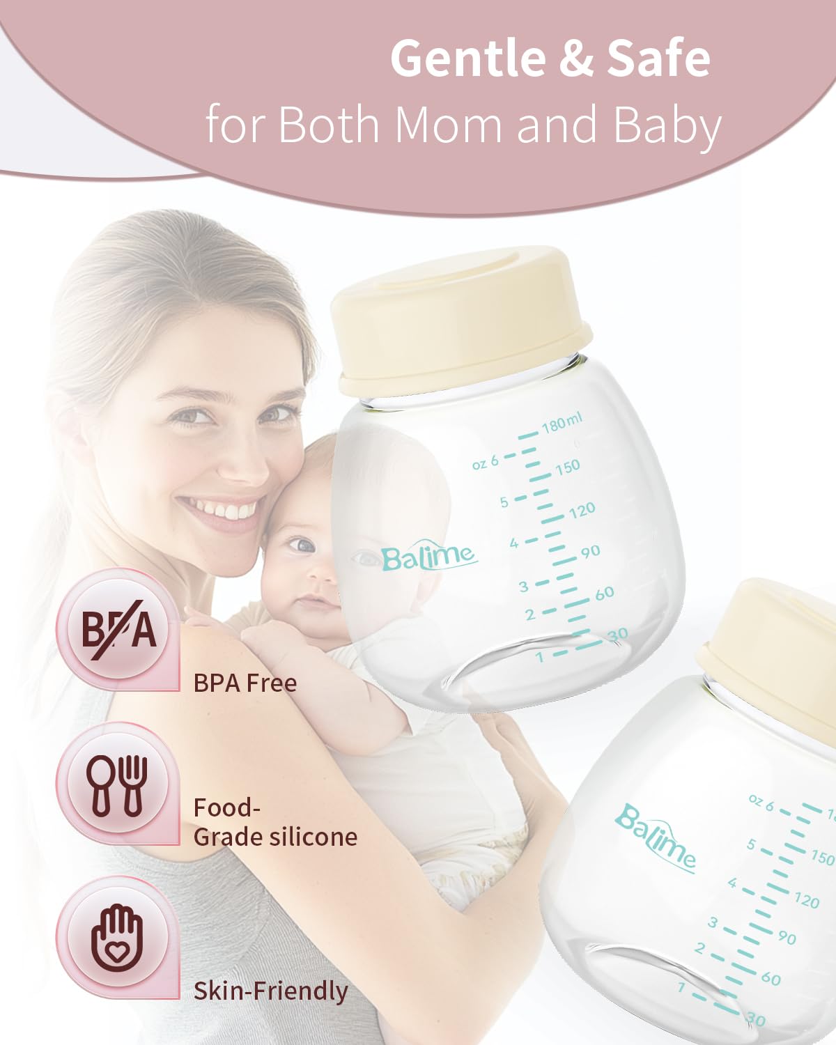 BALIME bottles store milk in fridge or freezer to preserve freshness