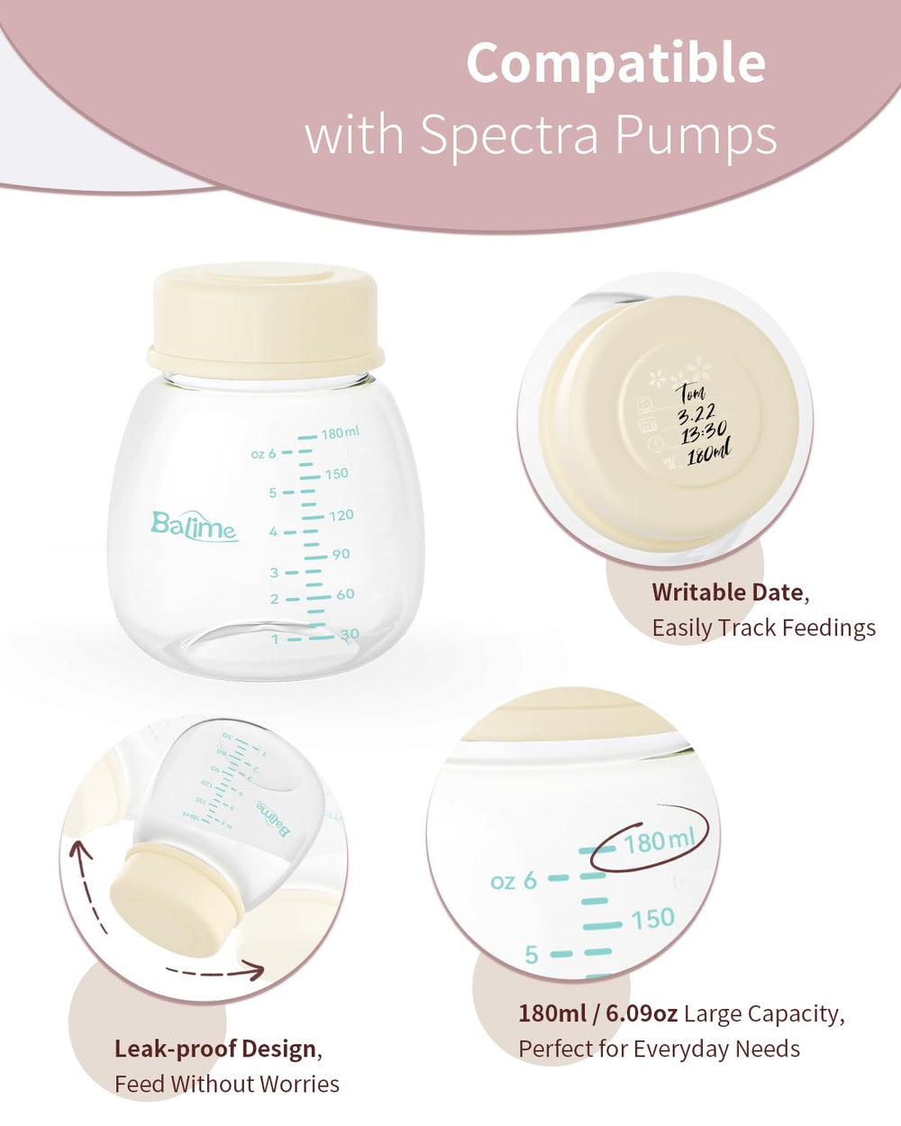 BALIME 6oz bottle is lightweight, ideal for on-the-go milk storage