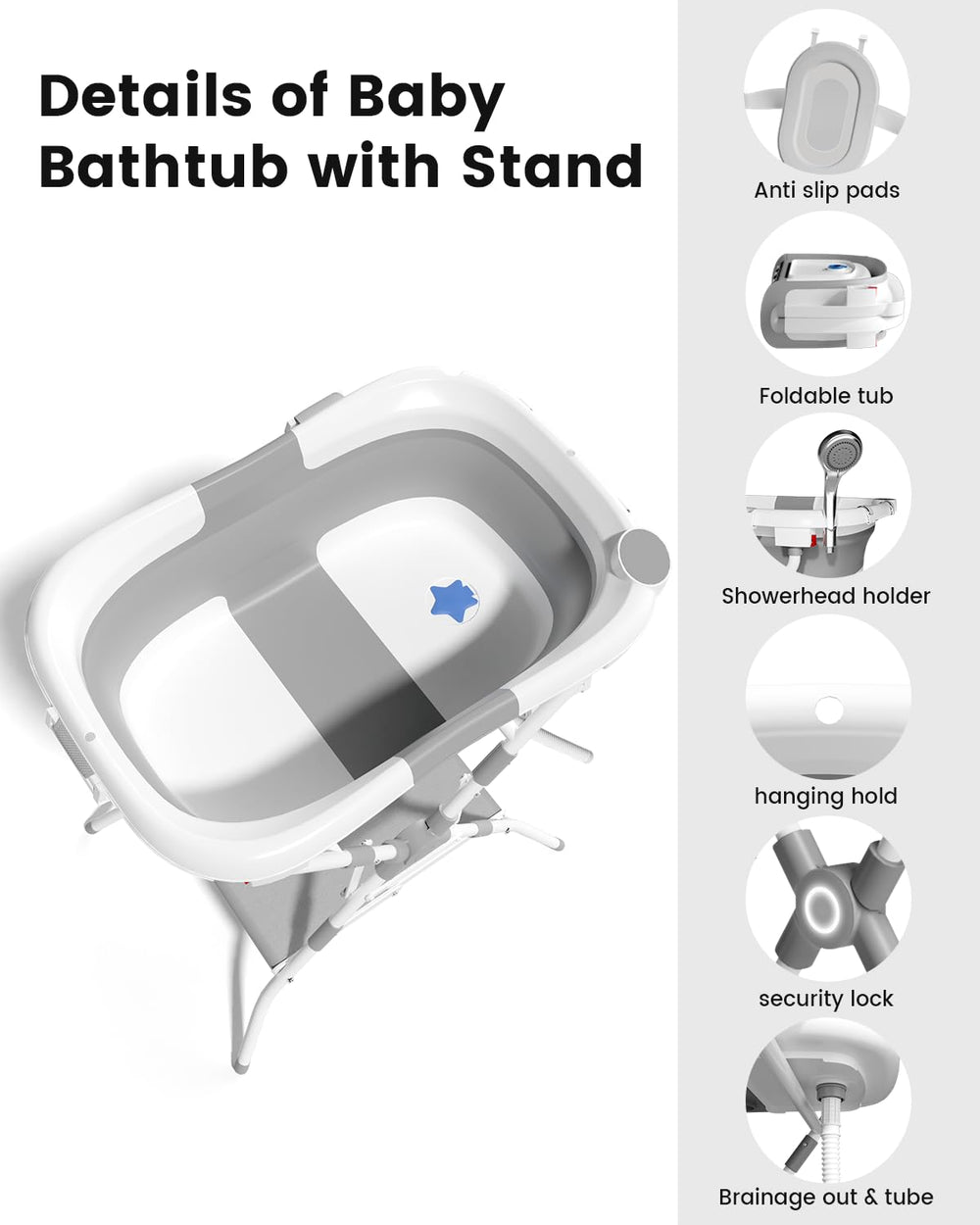 BALLA BALEIN safety structure with non-slip feet supports confident bath times.