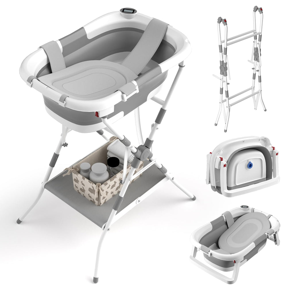 BALLA BALEIN baby bathtub with stand in use for ergonomic, comfortable bath time.