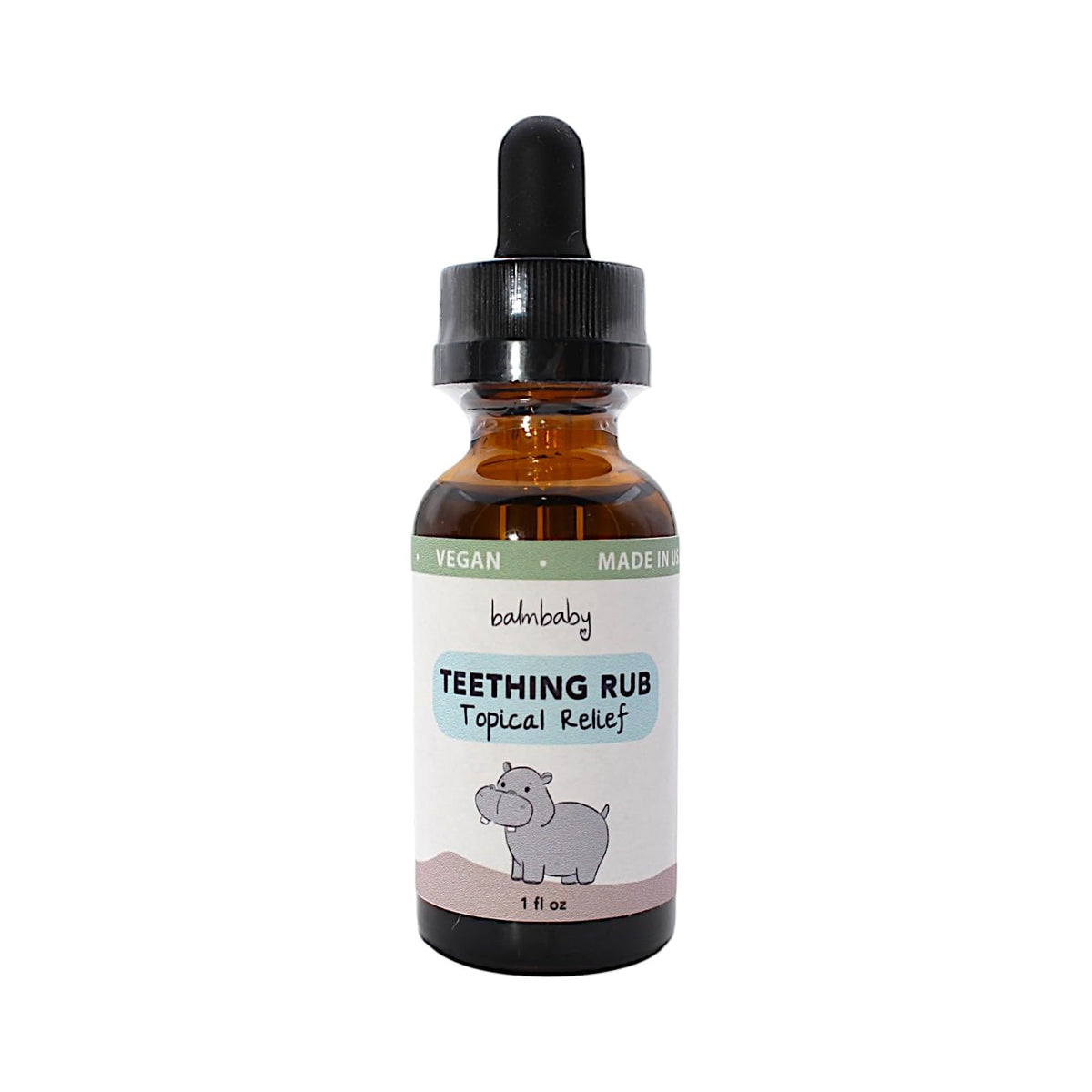 BALM! Baby Teething Oil Rub bottle for gentle gum application.