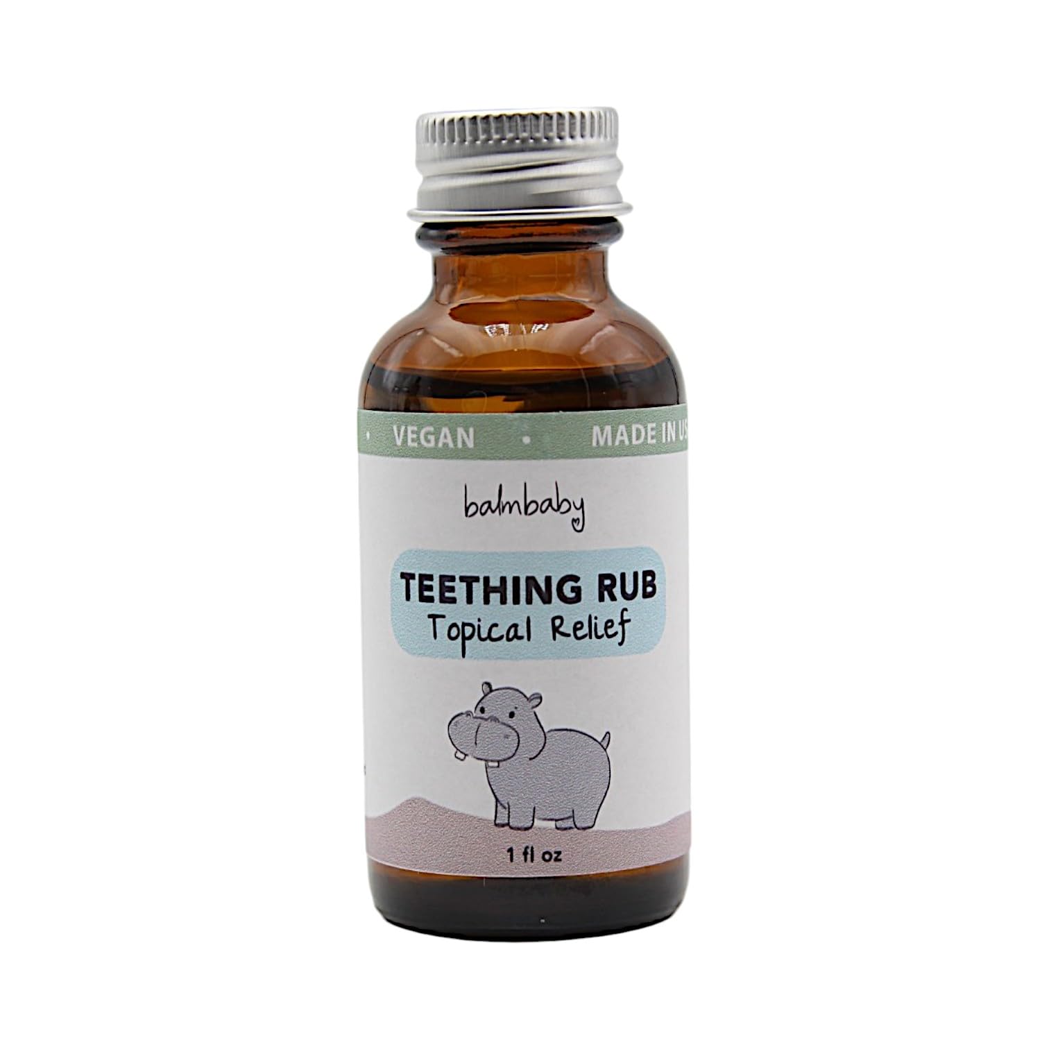 BALM! Baby Teething Oil Rub applied to gums for gentle teething relief.