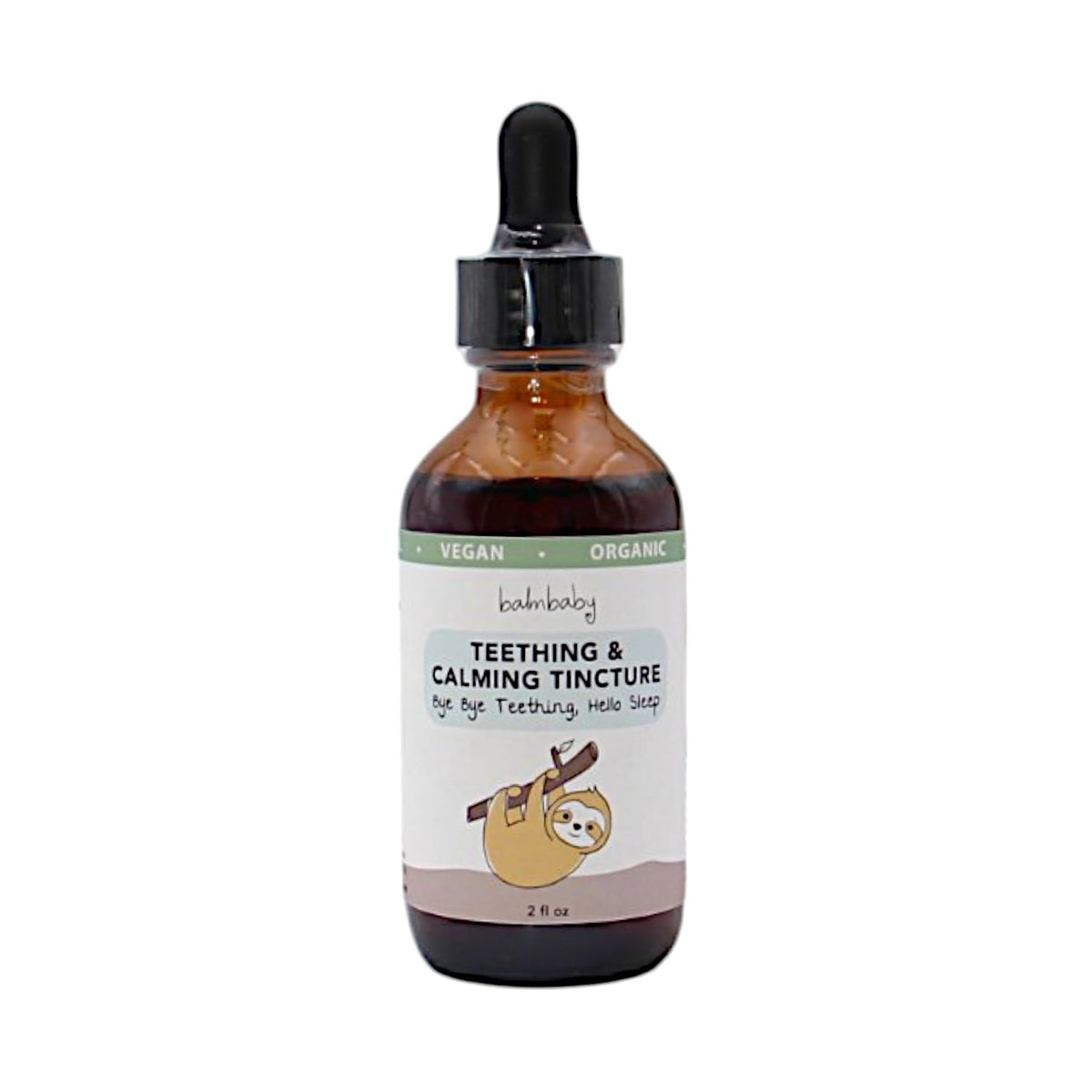 Balm! Baby Teething Tincture bottle with dropper for gentle teething relief.