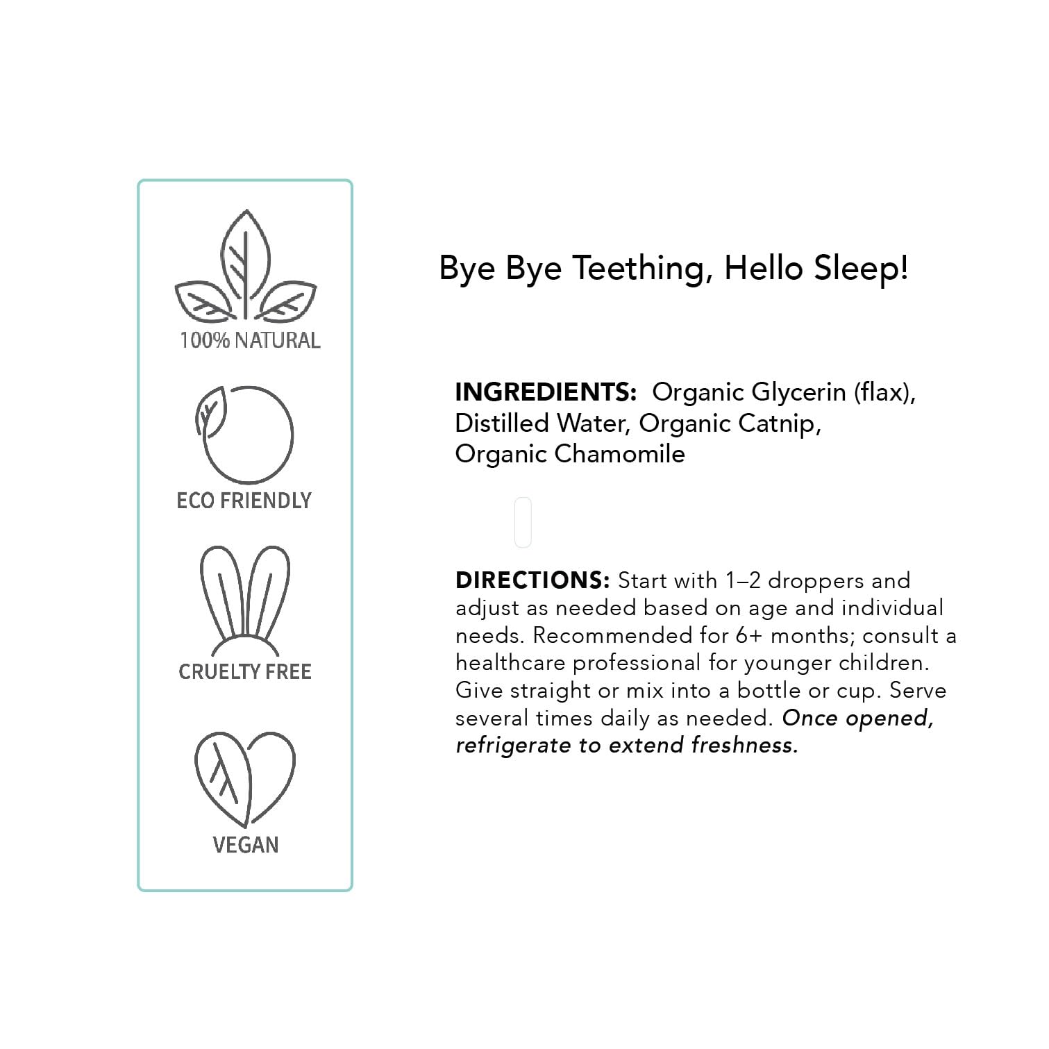 Balm! Baby Teething Tincture dropper dispensing calming drops for quick use.