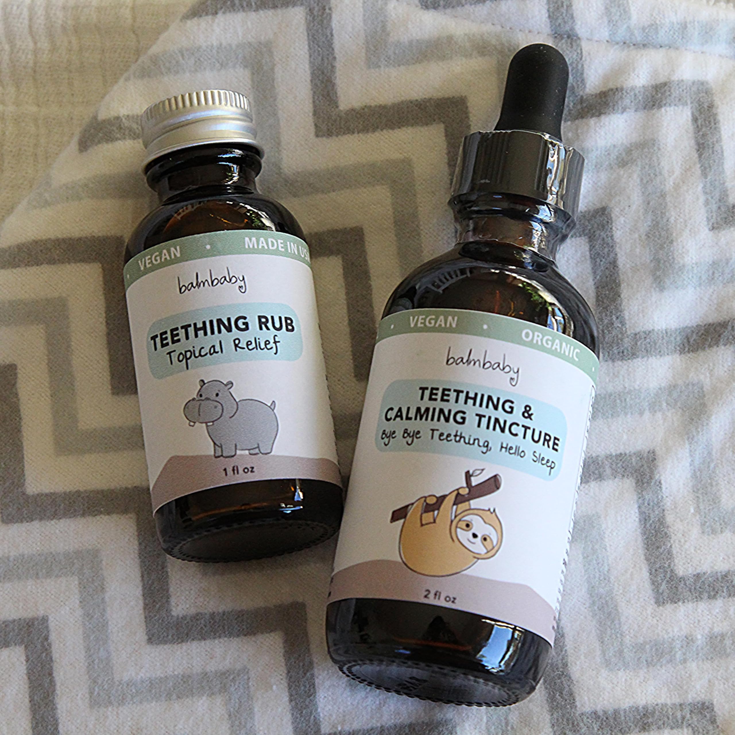 Balm! Baby Teething Tincture ingredients camomile and catnip promote gentle calm.