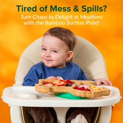 BamBamKidz Lion suction plate secure mount on high chair for neater mealtimes.