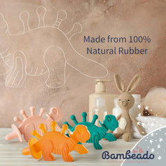Bambeado Dibly teether baby chewing gently to soothe gums with safe chew-friendly materials