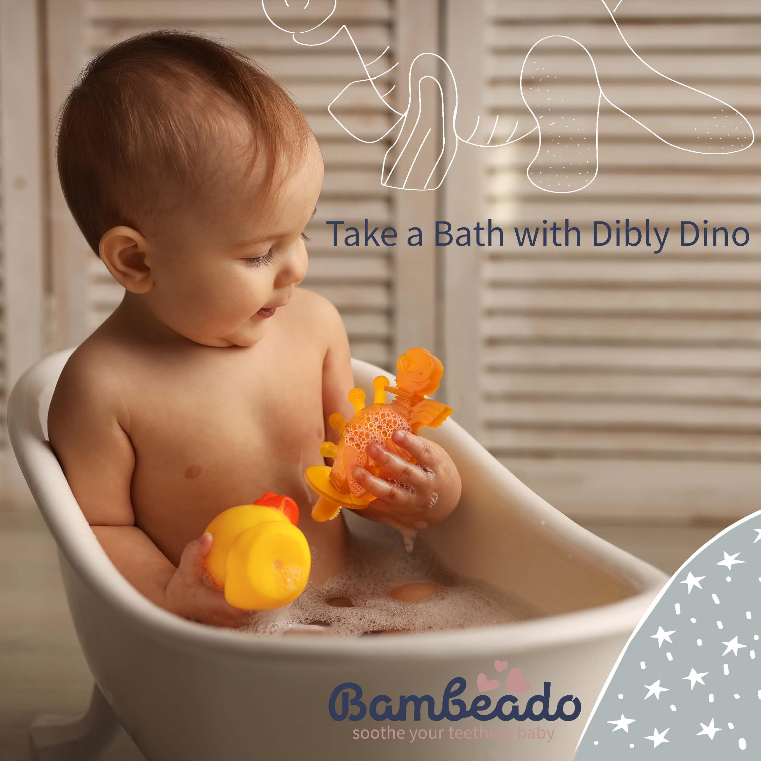 Bambeado Dibly freezer-friendly teether stays cool to soothe sore gums.