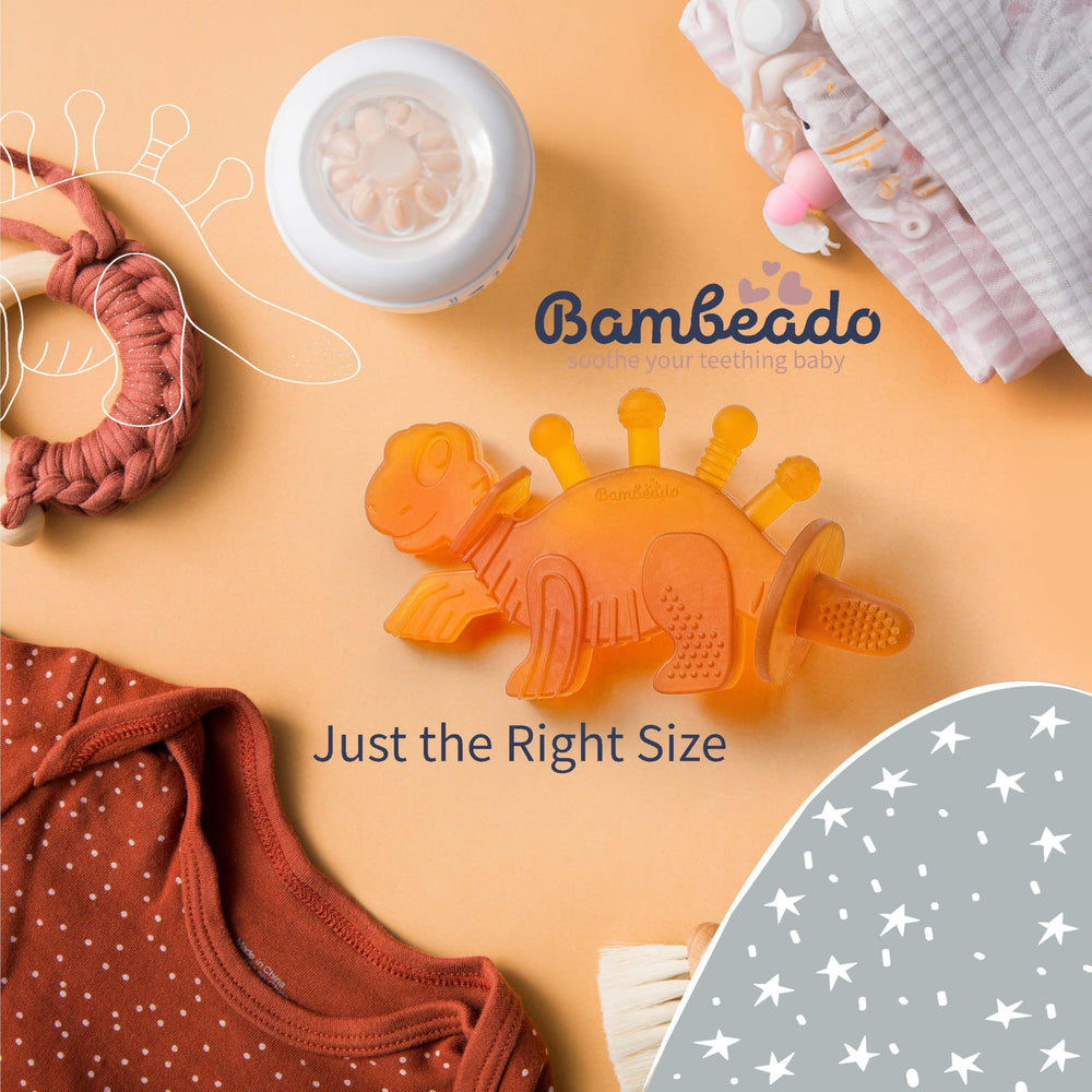 Bambeado Dibly pairs well with pacifiers and other infant chew toys.