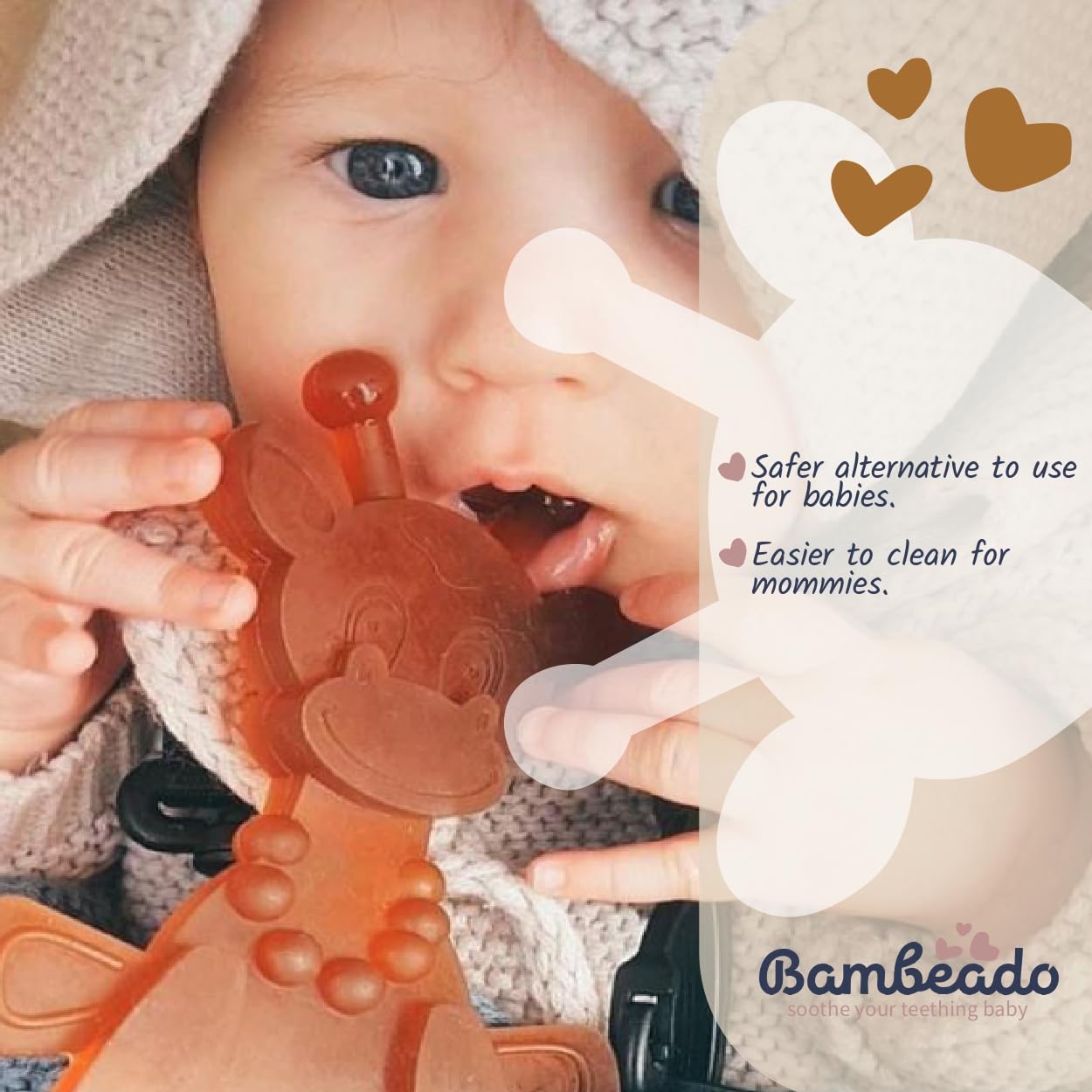 Bambeado LittleBamber natural rubber material emphasizes safe, eco-friendly baby teether