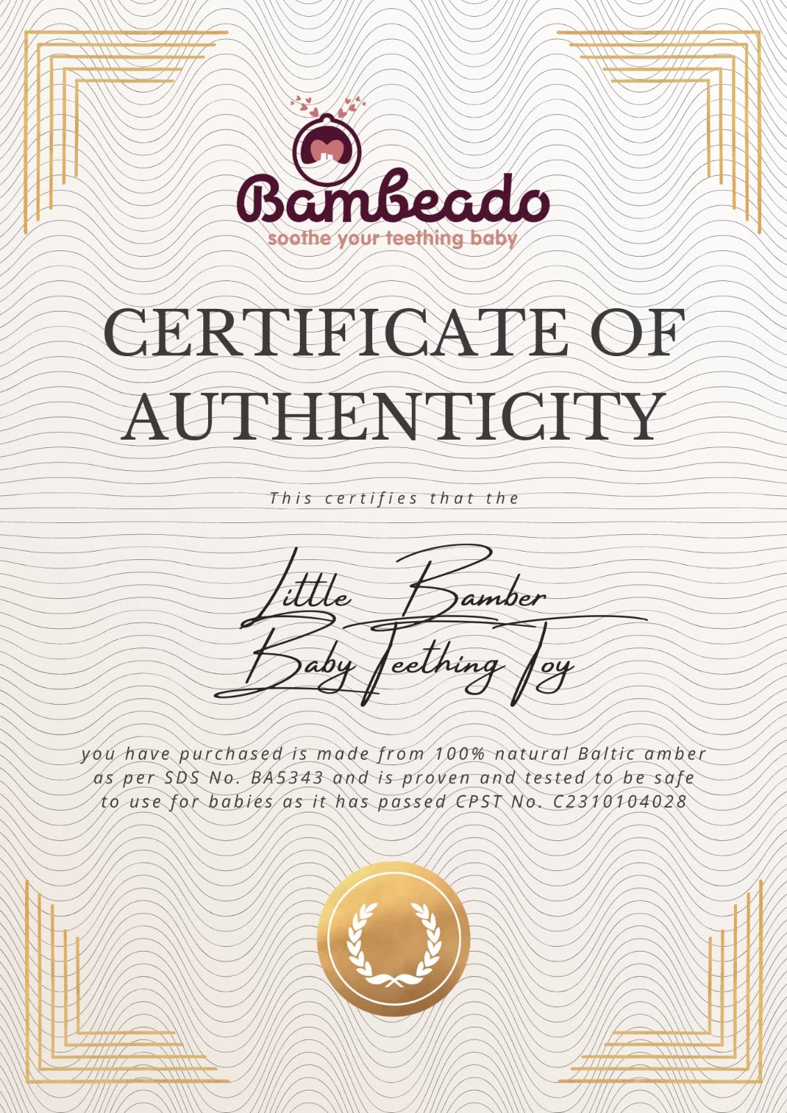 Bambeado LittleBamber teether packaging image suggests gift-ready presentation for new parents