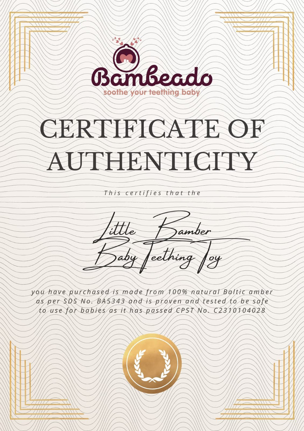 Bambeado LittleBamber teether packaging image suggests gift-ready presentation for new parents