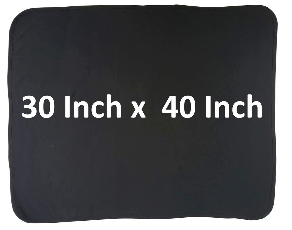 Bambini baby black blanket folded flat for compact travel and storage.