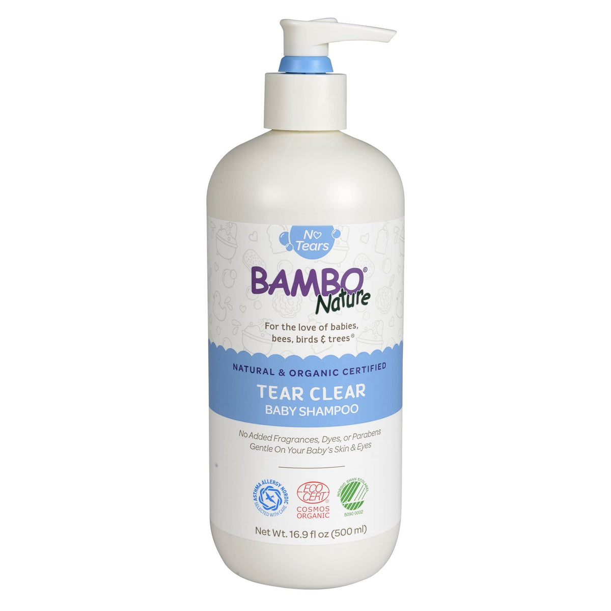Bambo Nature Tear Clear Baby Shampoo bottle front for tear-free bath time.