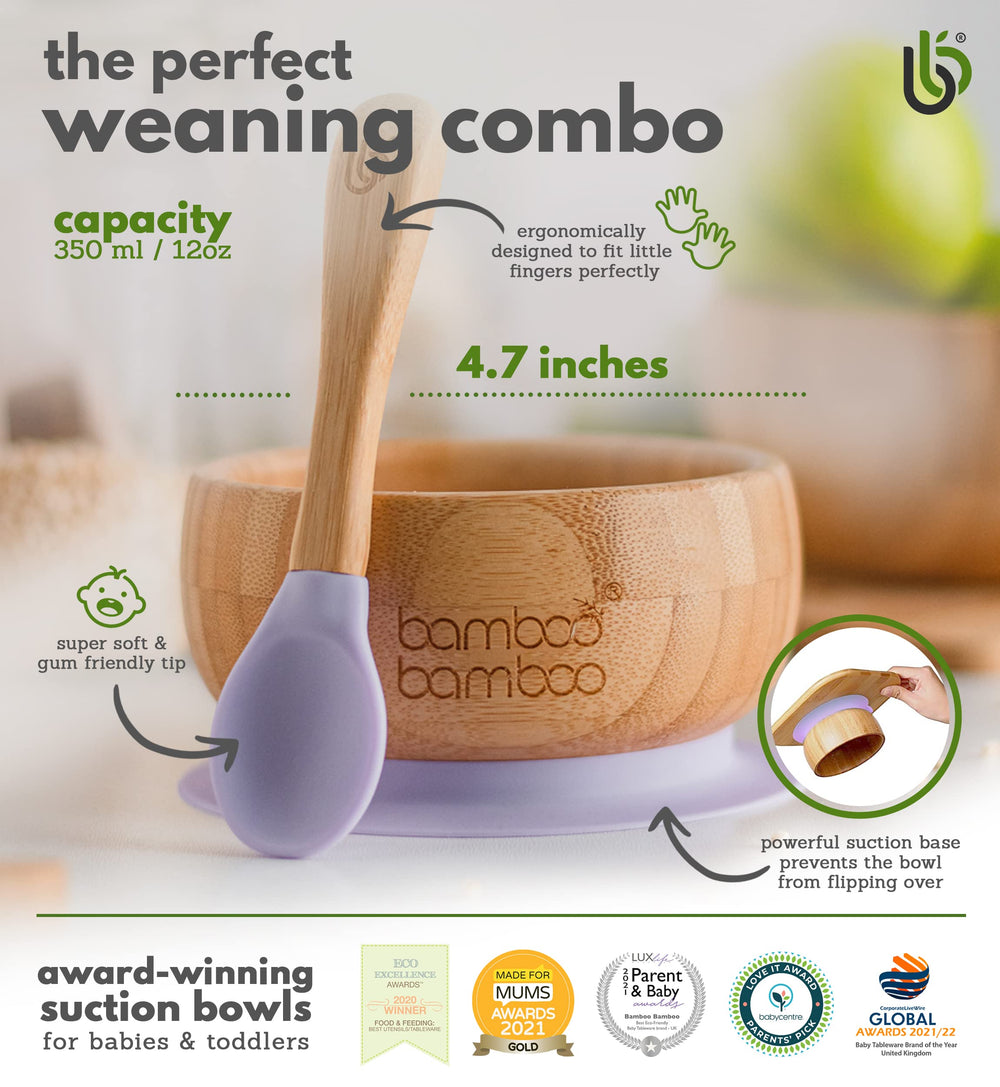 bamboo bamboo baby spoon lilac with silicone tip supports gentle feeding