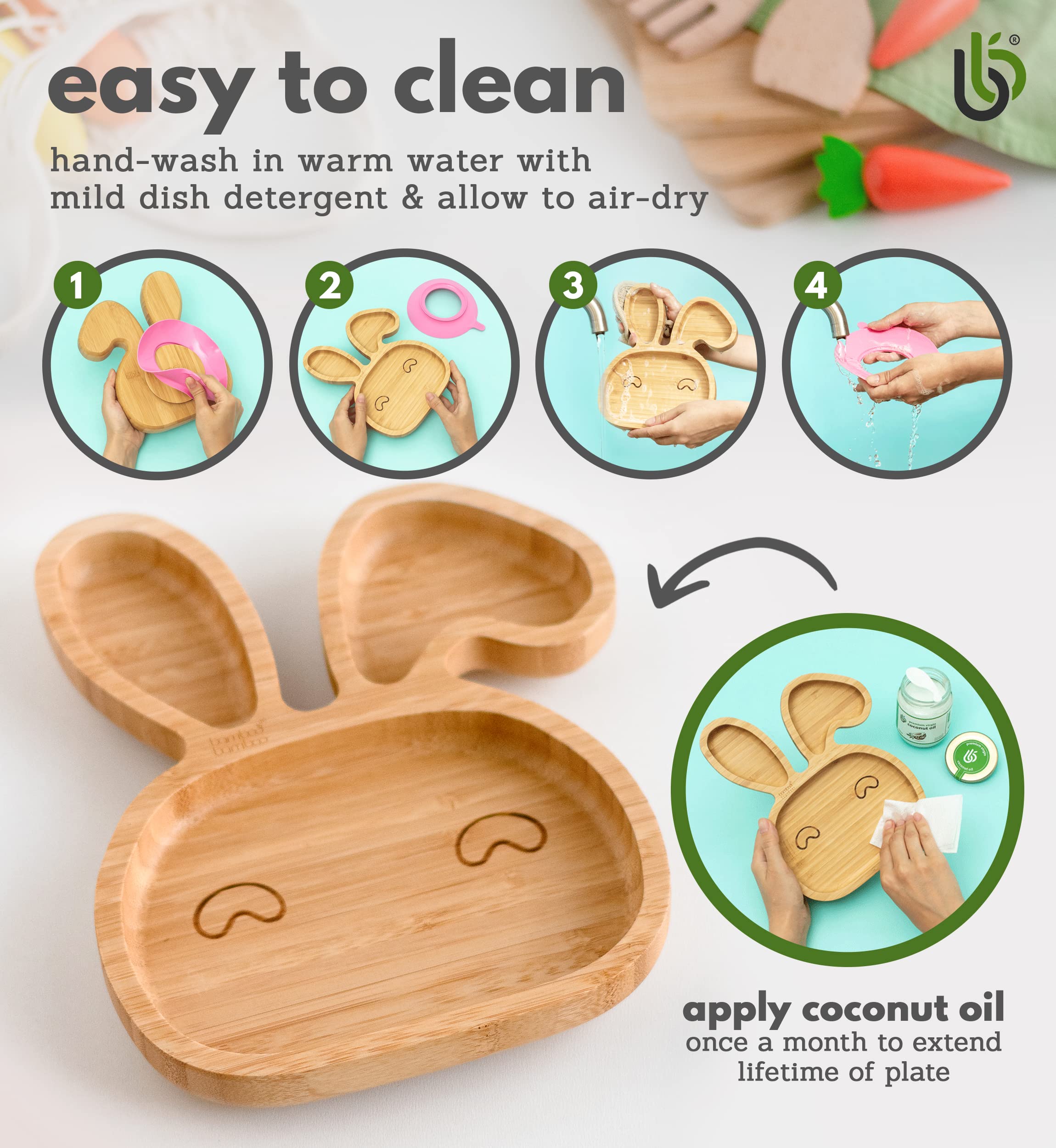 Bamboo Bamboo baby bunny plate durability bamboo proves long-lasting for busy families.