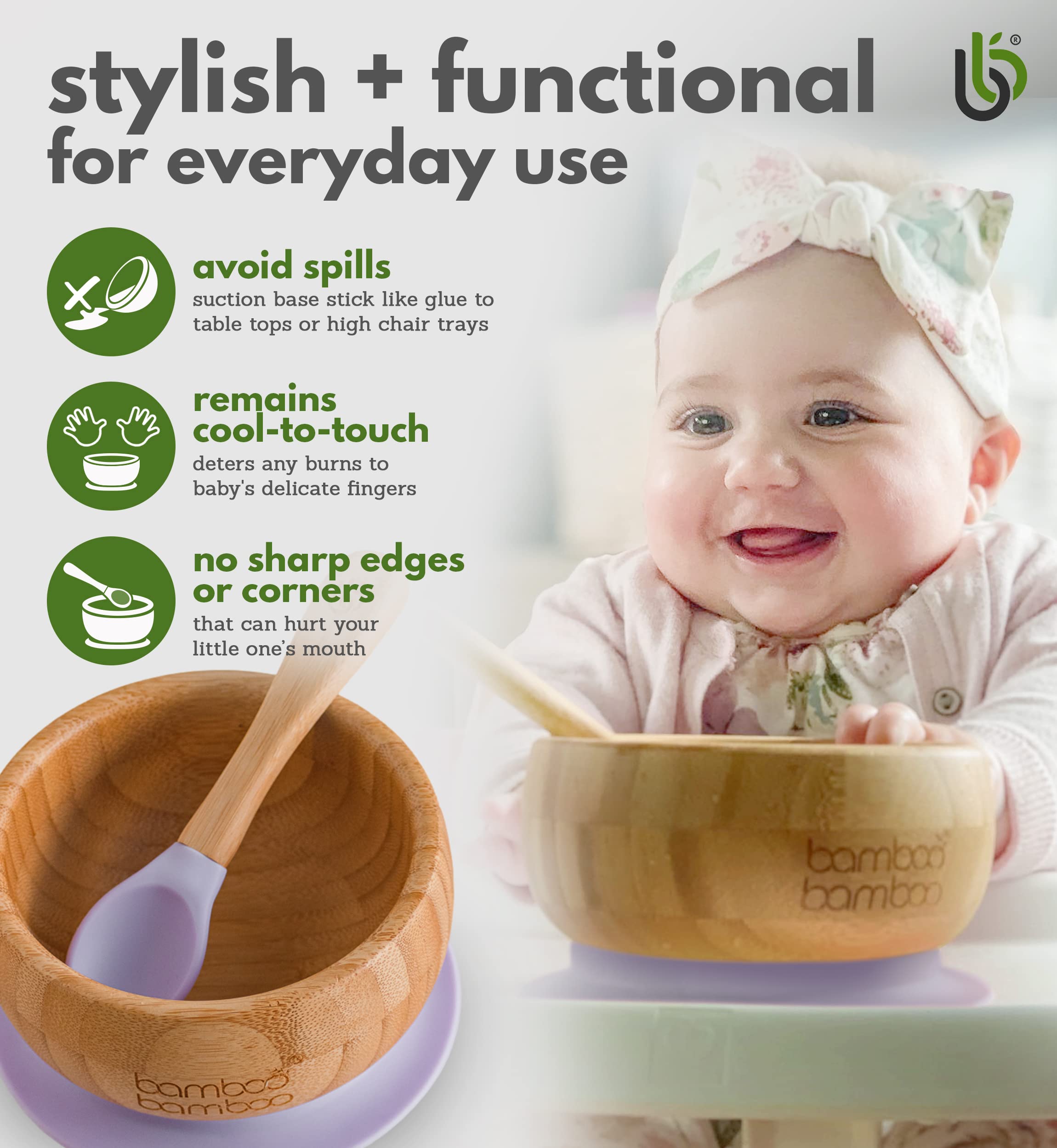 bamboo bamboo food-grade silicone ensures reliable suction and easy cleaning