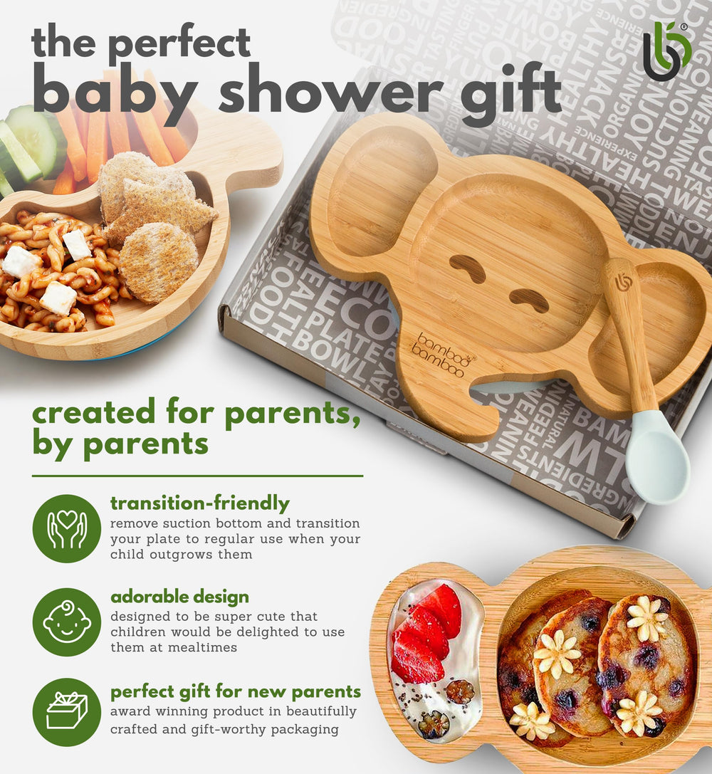 Bamboo Bamboo silicone tipped spoons accompany the plate for gentle gums.
