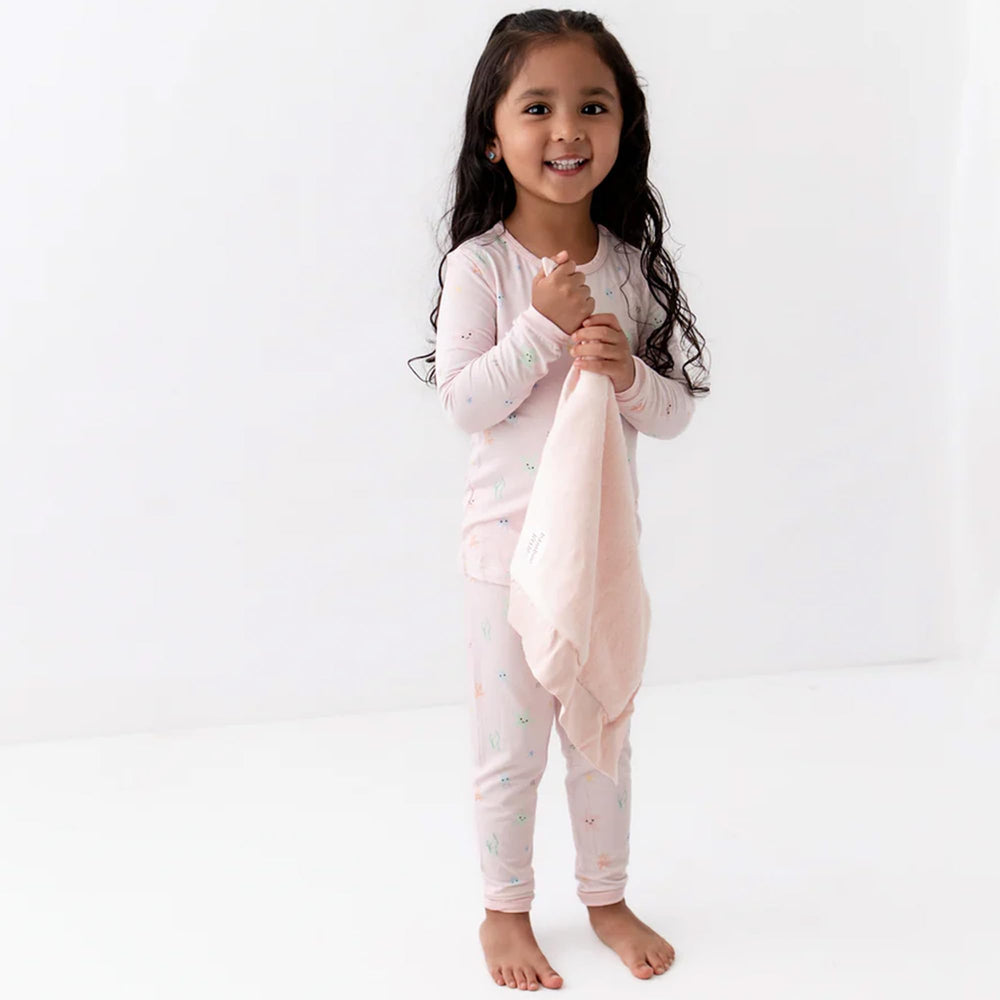 Bamboo Little cloud-like comfort gray lovey helps soothe baby during bedtime routine.