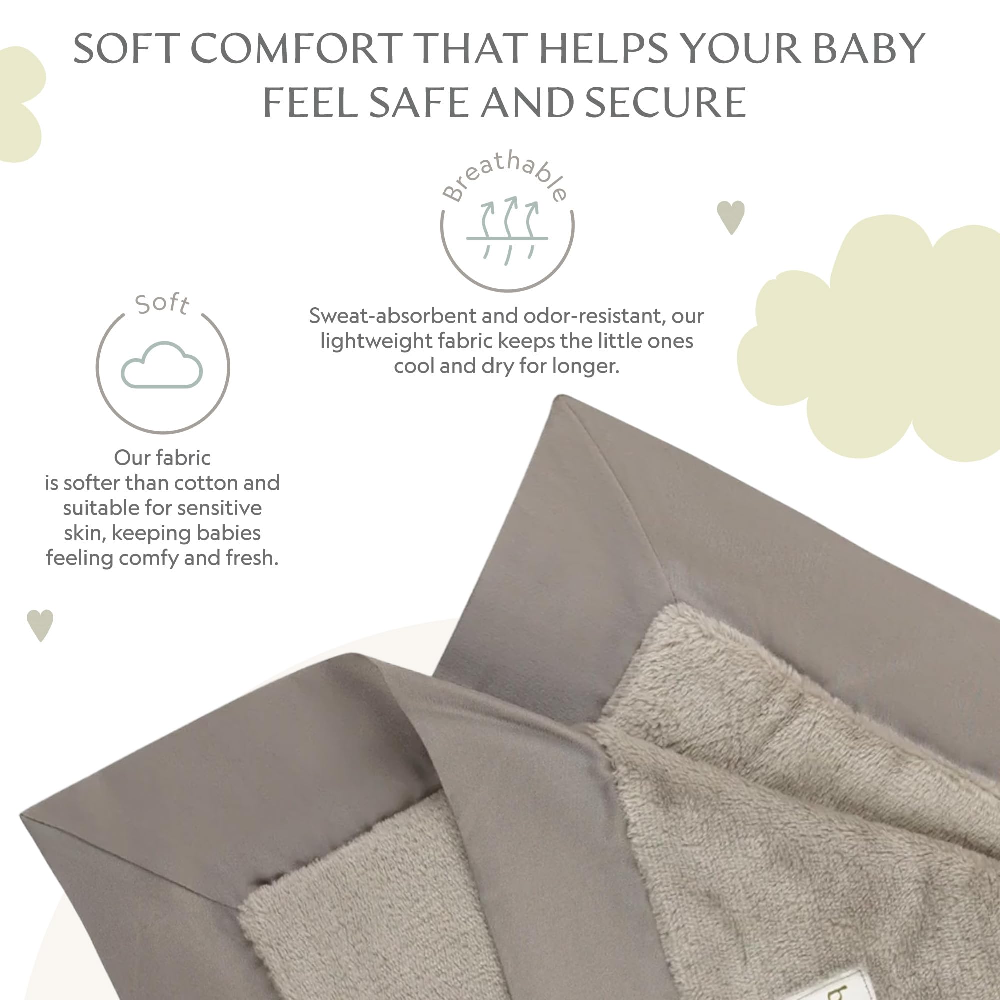 Bamboo Little compact 16x16 gray security blanket ideal for on-the-go comforting.