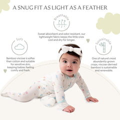 Bamboo Little concealed-zip-tab design protects baby's face during zipping.