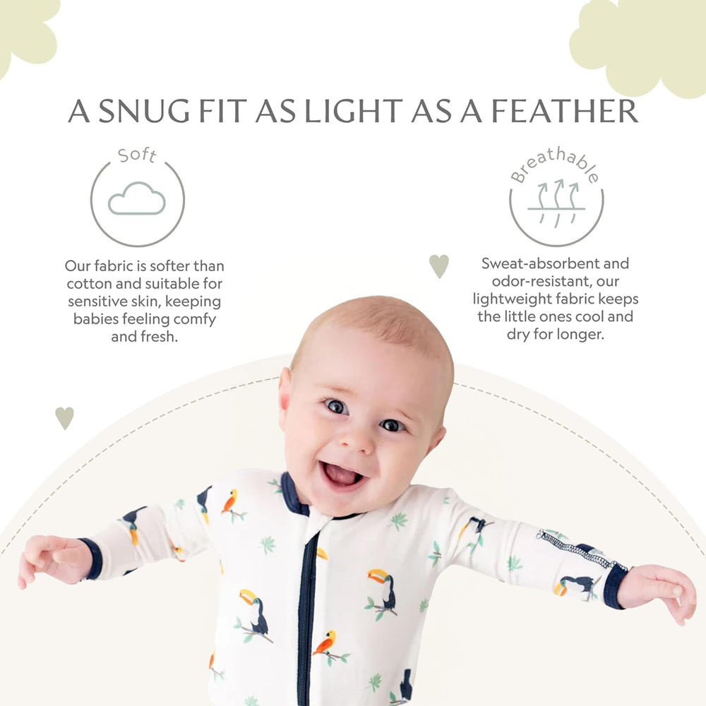 Bamboo Little foldover mittens footie detail promotes safe, scratch-free wear.