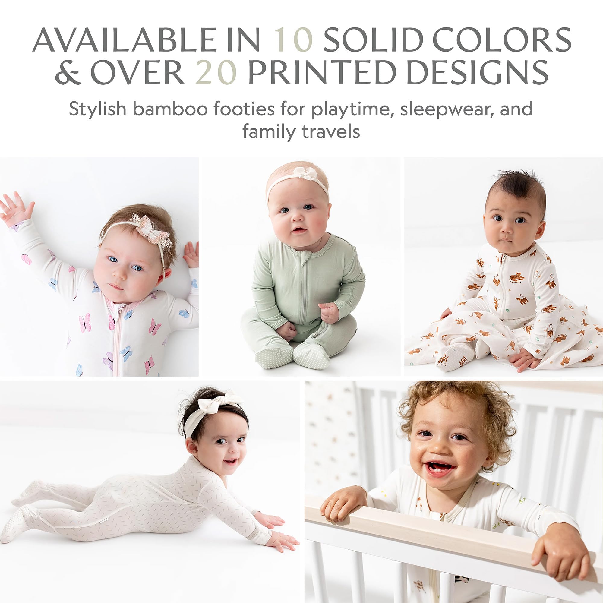 Bamboo Little fabric texture highlights breathable bamboo blend for naps and play.
