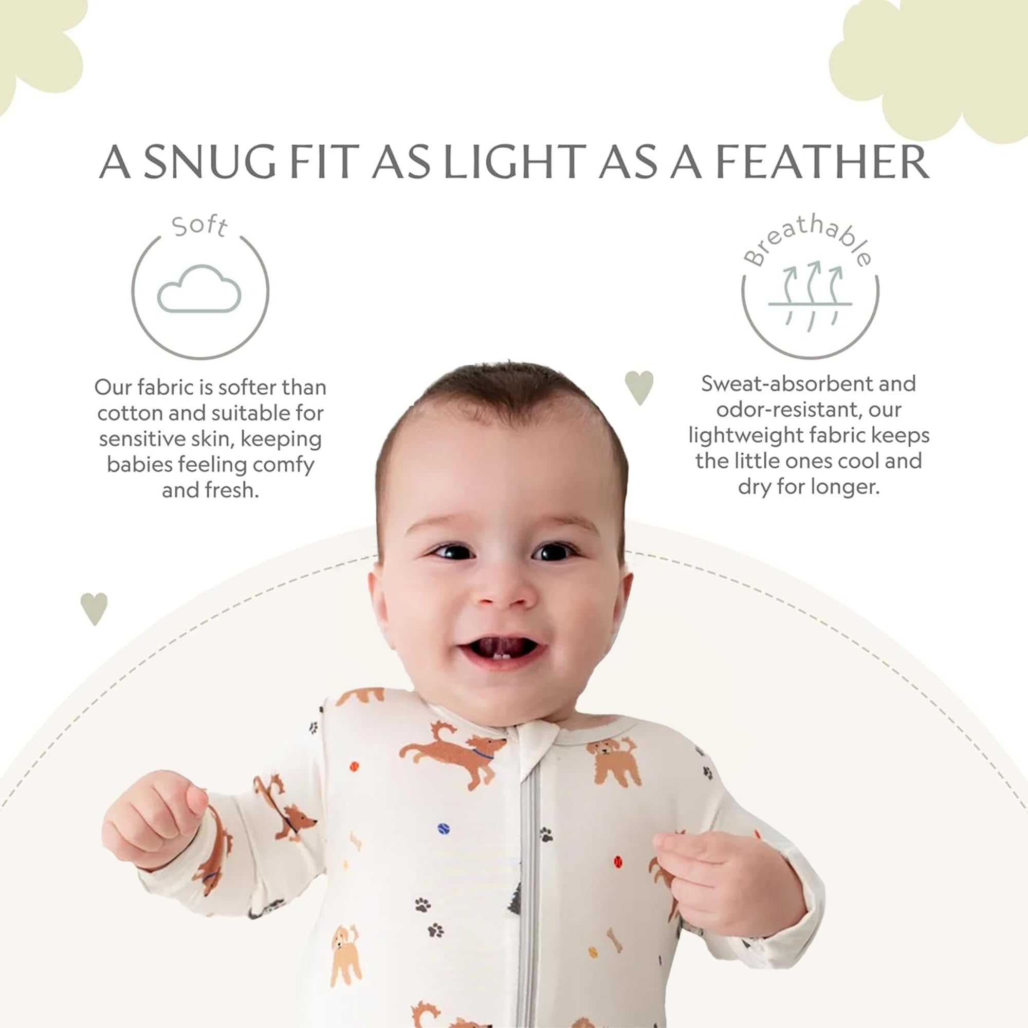 Bamboo Little foldover mittens on footie pajamas prevent scratches while sleeping.