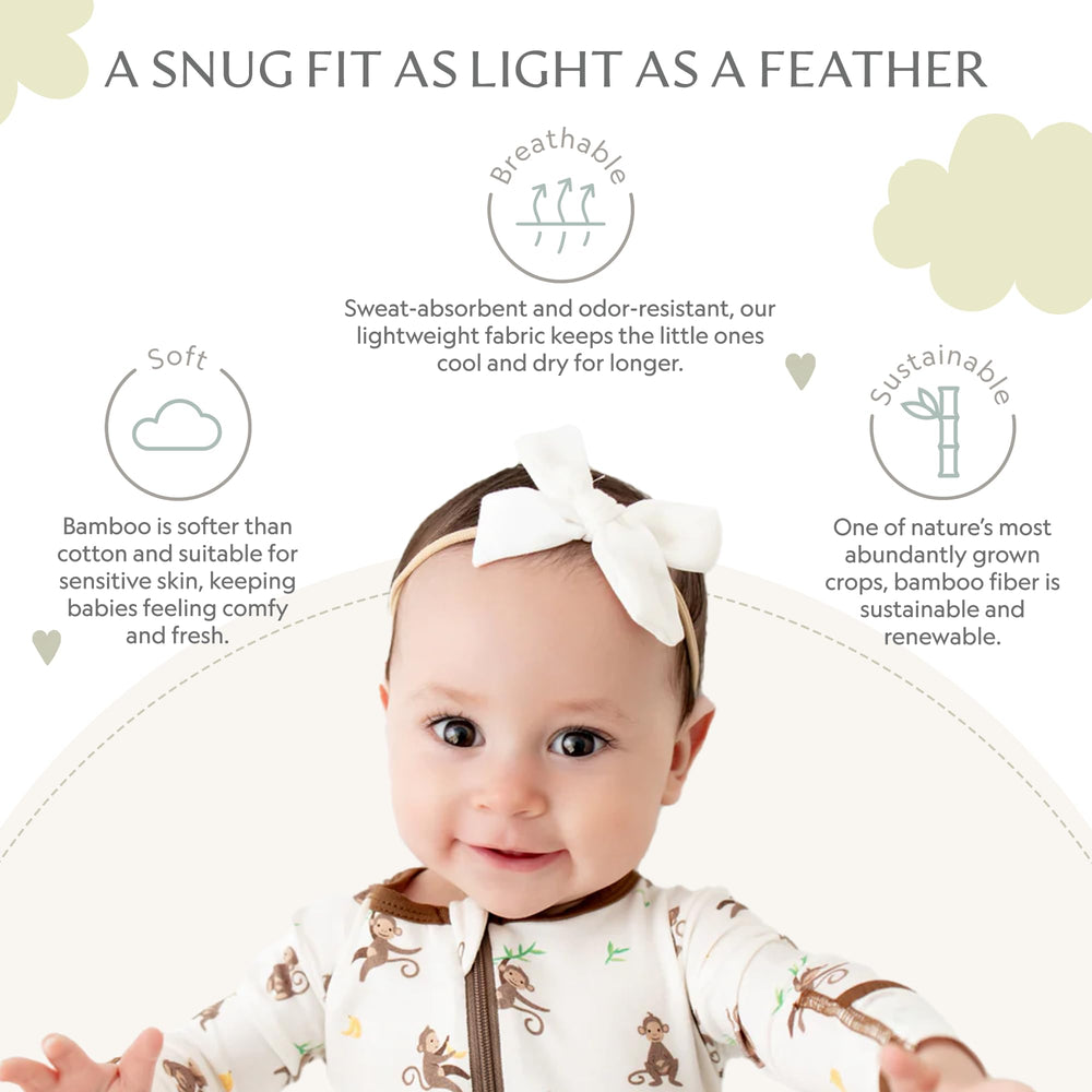 Bamboo Little footie pajamas foldover mittens emphasize safety by preventing scratches.
