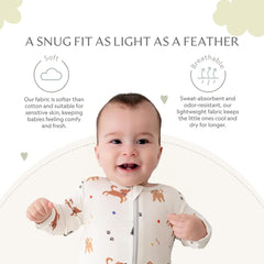 Bamboo Little foldover mittens on footie pajamas prevent scratches while sleeping.