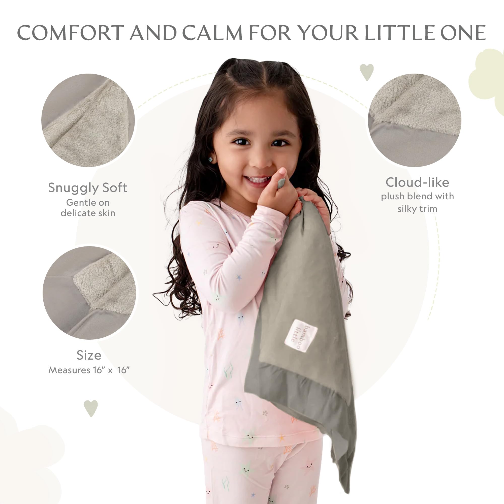 Bamboo Little satin trim detail gray adds tactile richness for soothing bedtime rituals.