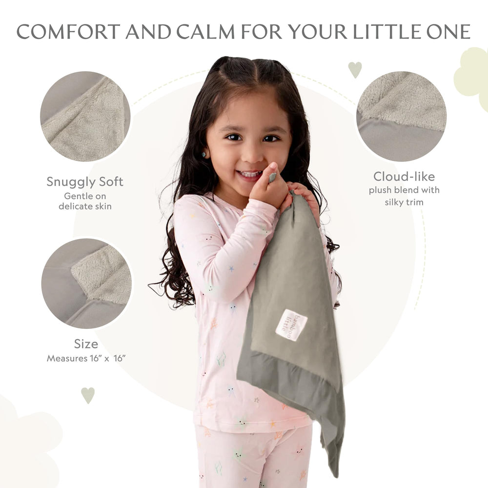 Bamboo Little satin trim detail gray adds tactile richness for soothing bedtime rituals.